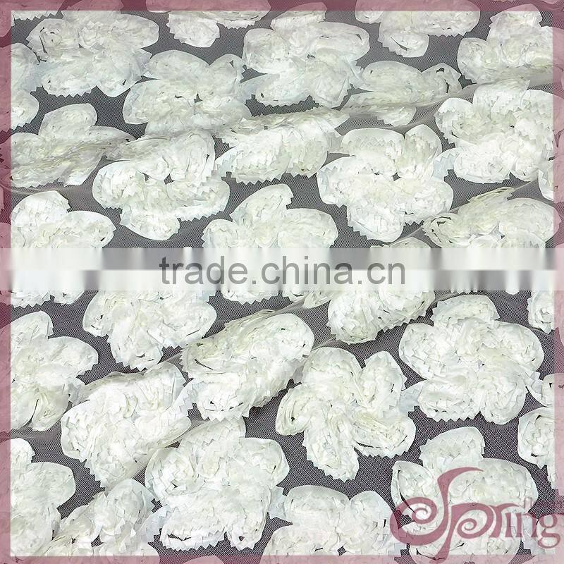 White embroidery coiling ribbon lace applique work design 3d lace fabric