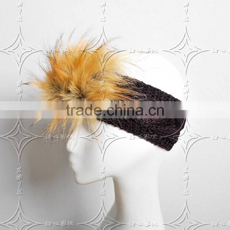2015 Europe style knitting faux fur lady head Decorative hat faux fur cap for woman