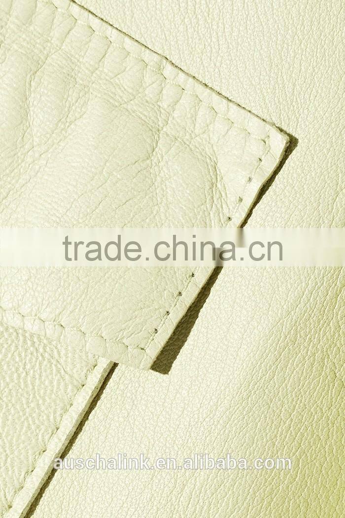 fashion design women light green leather trench coat OEM service