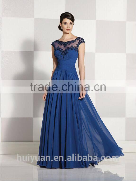 most fashion chiffon cap sleeve scoop neck full length beach dress