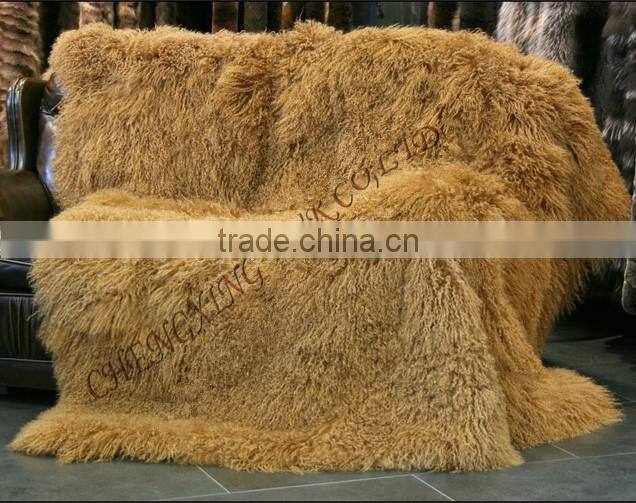 CX-D-23D 2016 New Winter Genuine Mongolian Lamb Fur Blanket Fur Rugs