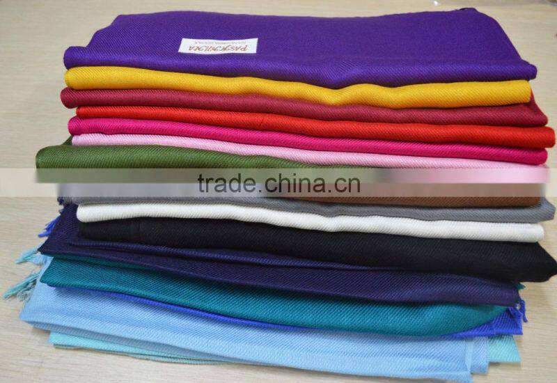Fashion women twill hot popular pashmina shawl 100%viscose solid color
