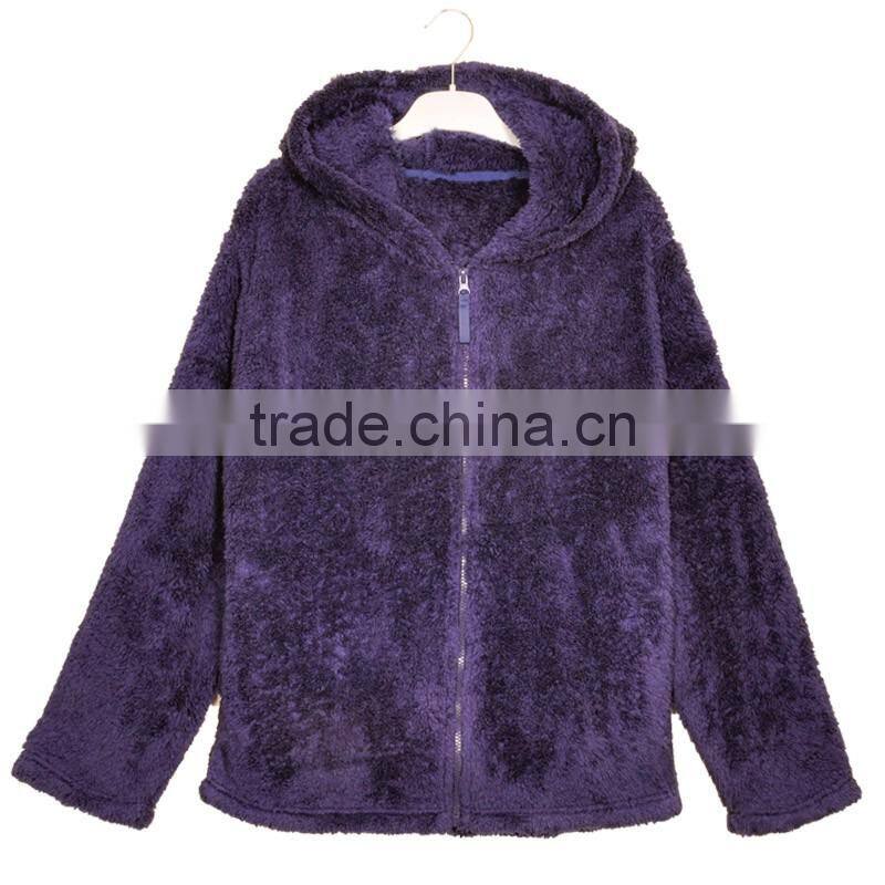 Women Girls Plus Size Snuggle Fleece Blouse Zip Fluffy Warm Hooded Sweatshirt Hoodie Ladies Loose Sweatshirt Jacket With Hood