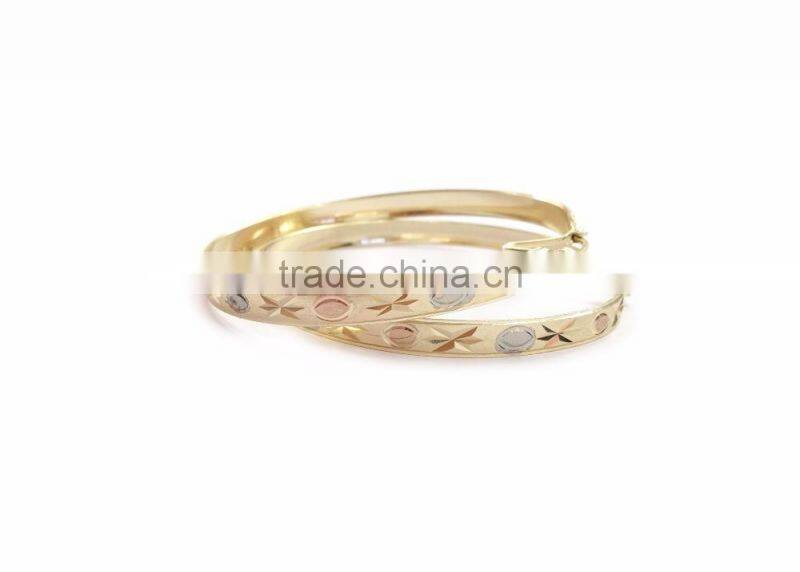3Tone Gold plated Diamond cut bangles earring
