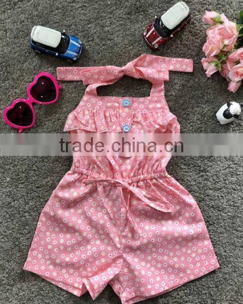 Wholesale sling design baby jumpsuit girl floral romper newborn baby clothes