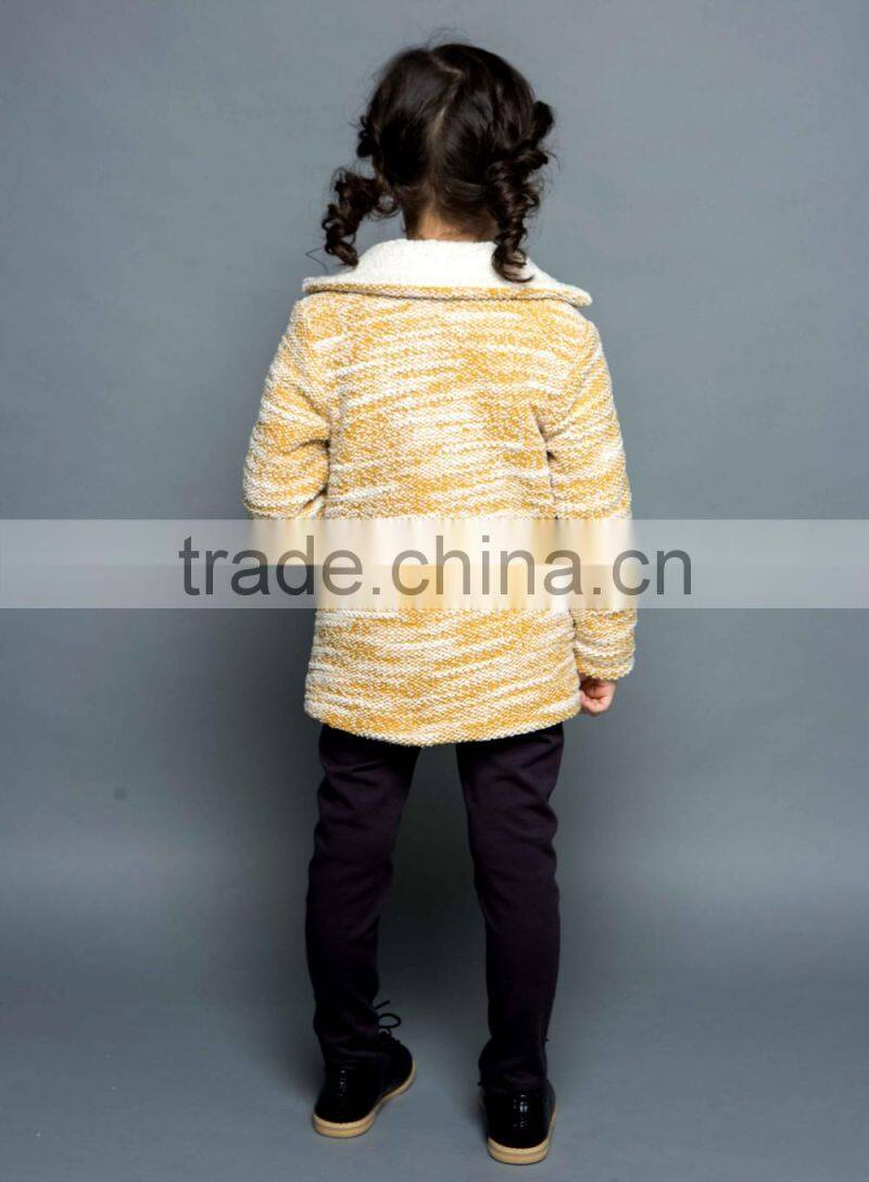 Winter Children Clothing Wholsaler Tweed Apparel With Cashmere Lining Kids Coat For Girls