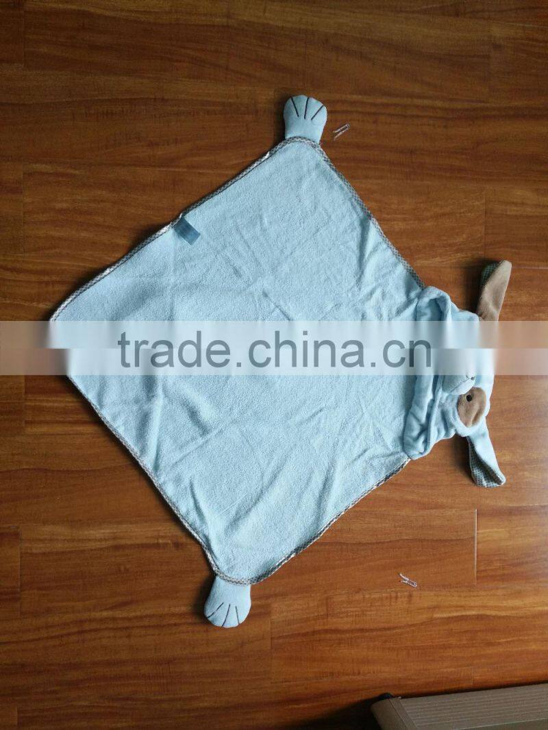 Super soft cotton velour animal head newborn baby receiving blanket