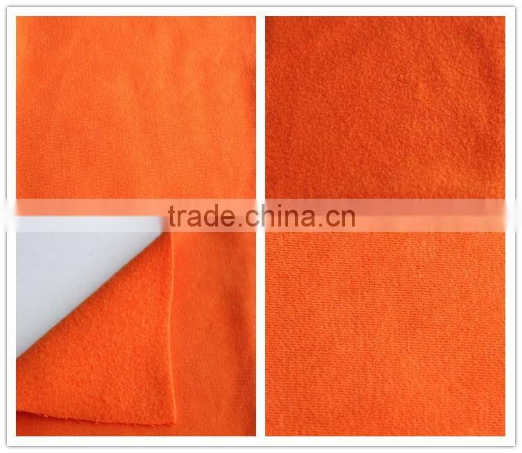 orange brushed plain hoodies knitting fabric