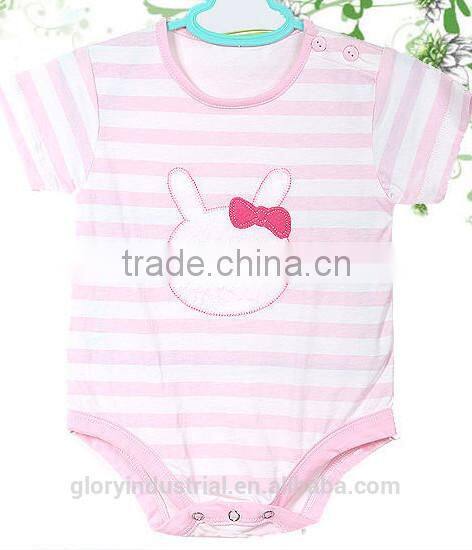 short sleeve baby girl romper set with snap buttons