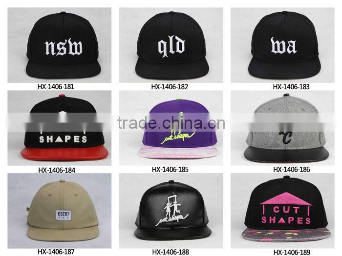 Green underbrim snapback cap,custom 3D embroidery snapback cap,black cotton snapback cap