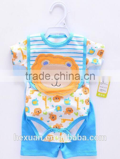 OEM factory or stocked designs 4pcs/set 100% cottonbaby romper set matching with baby bibs and socks