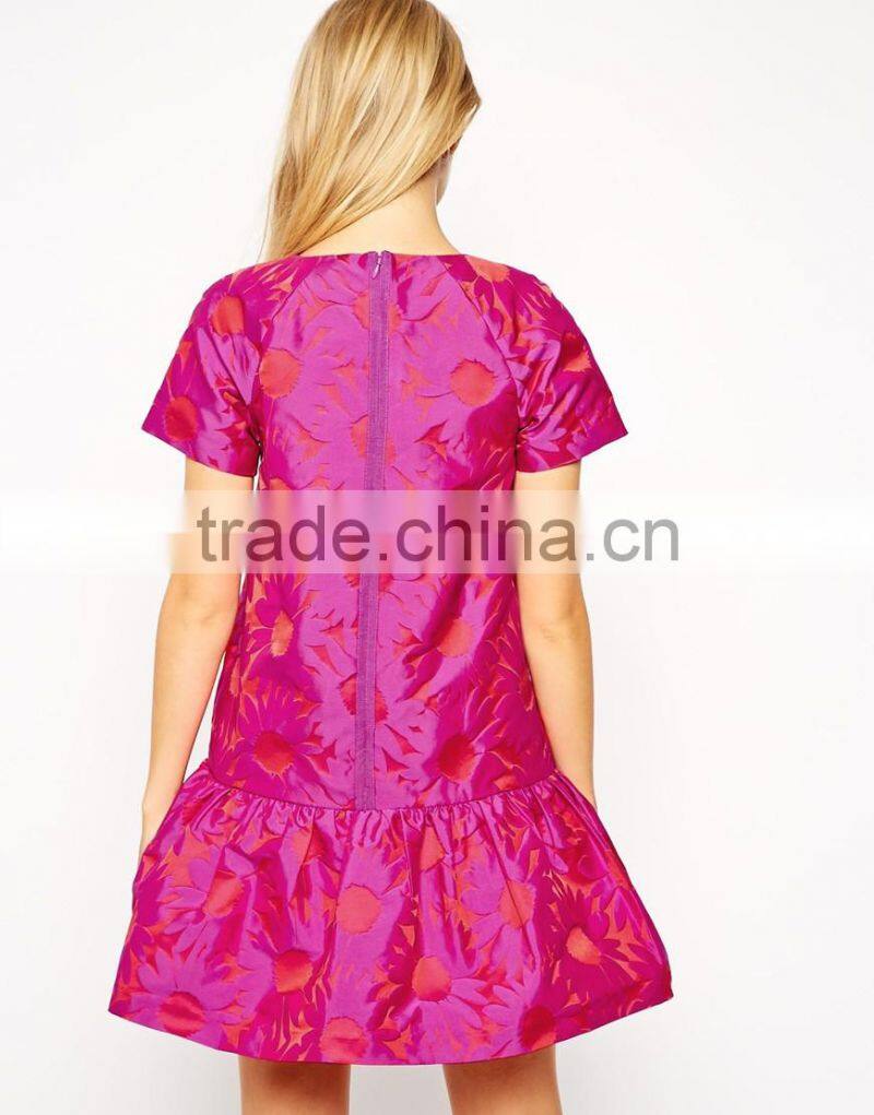 hift Dress in Floral Jacquard with Peplum
