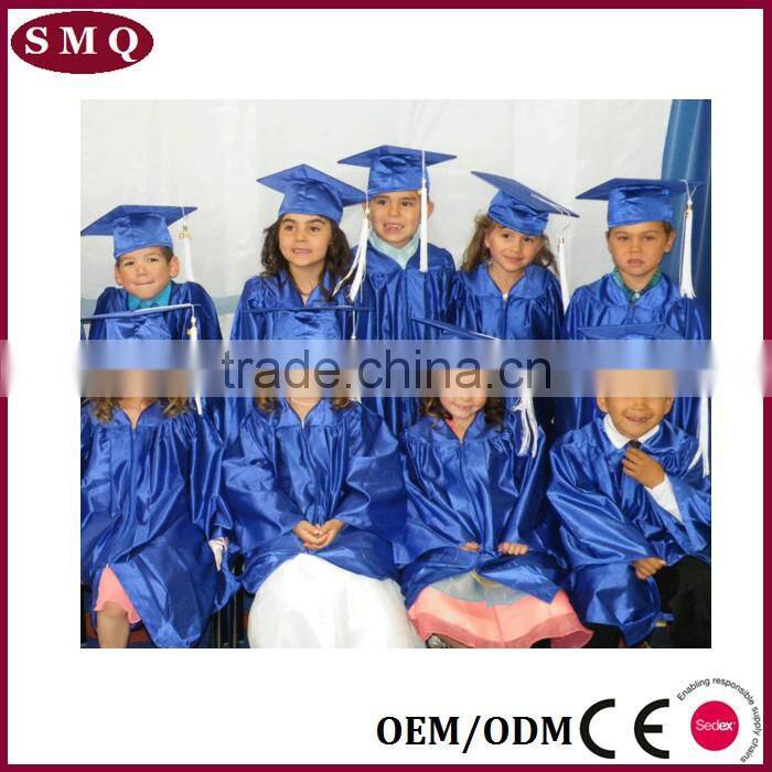 High quality graduation hood cap and gowns blue graduation gown