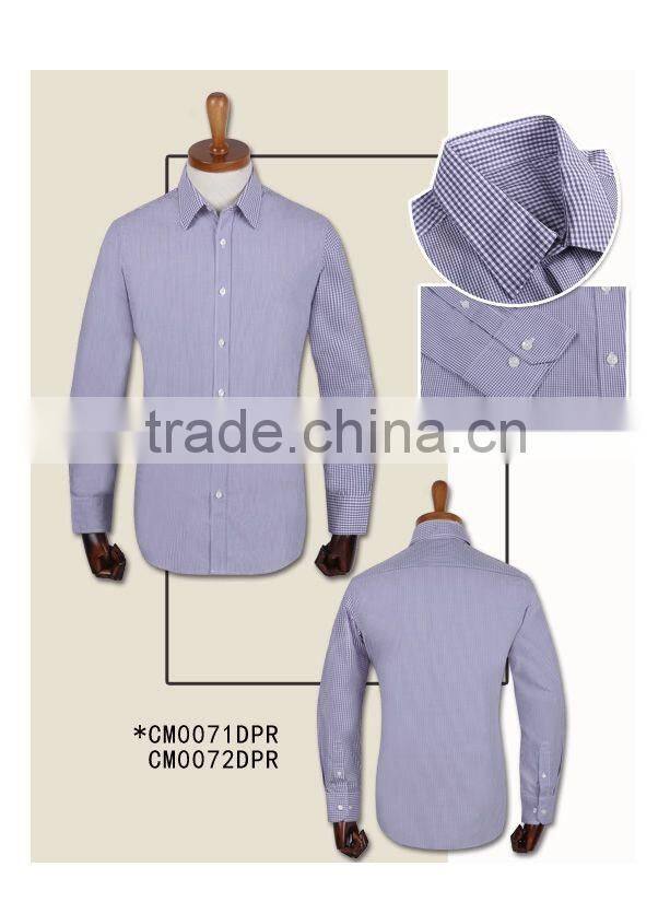 wholesale high quality 100% cotton checked long sleeve spread collar made to measure custom mens dress shirt