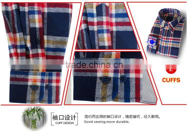2015 new Brand Autumn Flannel mens plaid warm fashion shirt