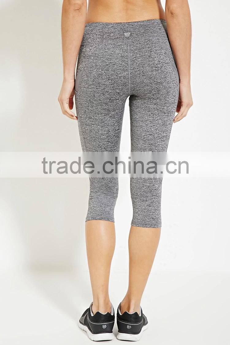 Guangzhou Shandao factory manufacture cheap wholesale 95% cotton 5% spandex women's 3/4 gym pants