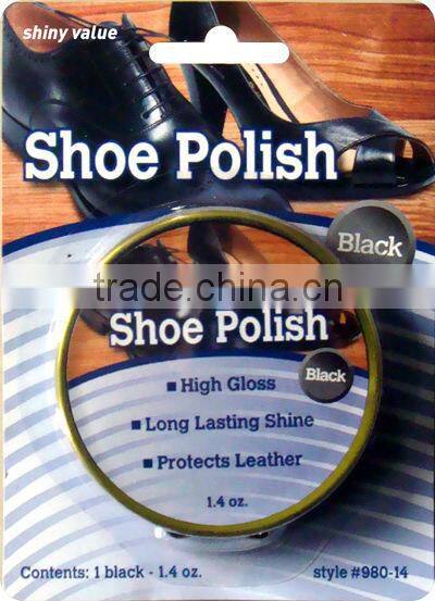 High gloss black leather shoe shine cream protector