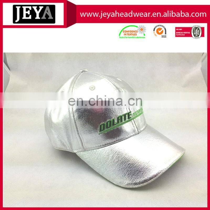 fitted leather unusual baseball caps silvery 6 panel baseball hat
