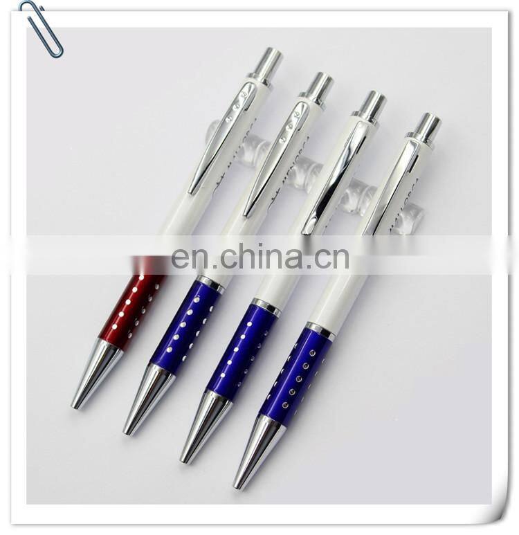 twist action colorful polished barrel metal l ballpoint ball pen with shiny chrome accents