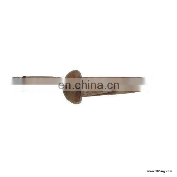 Knife with handle stranded, ferrules staghorn and alpaca Braided Rawhide sheath Fina.