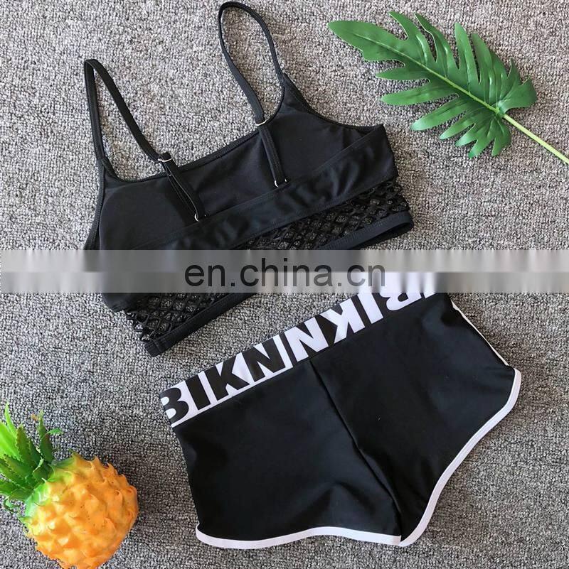 sports high-quality mesh letter swimsuit ladies swim suit yoga clothing new bikini swimwear women
