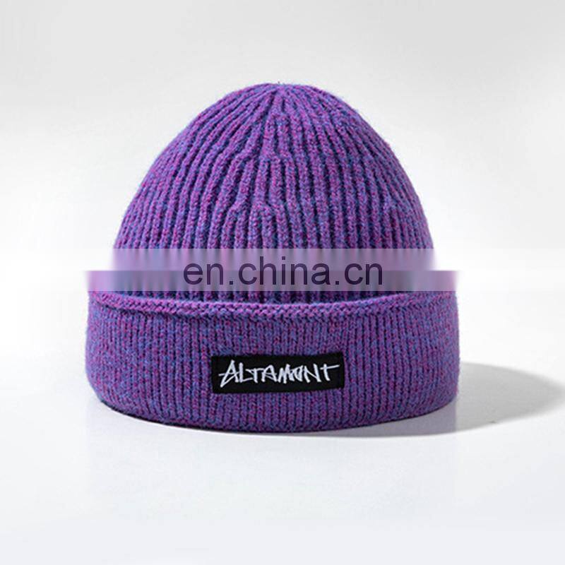 Eco-friendly winter knitted beanies hat, custom logo beanie hat