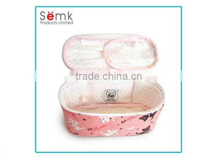 Custom made animal printing women pink pvc canvas cosmetic bag