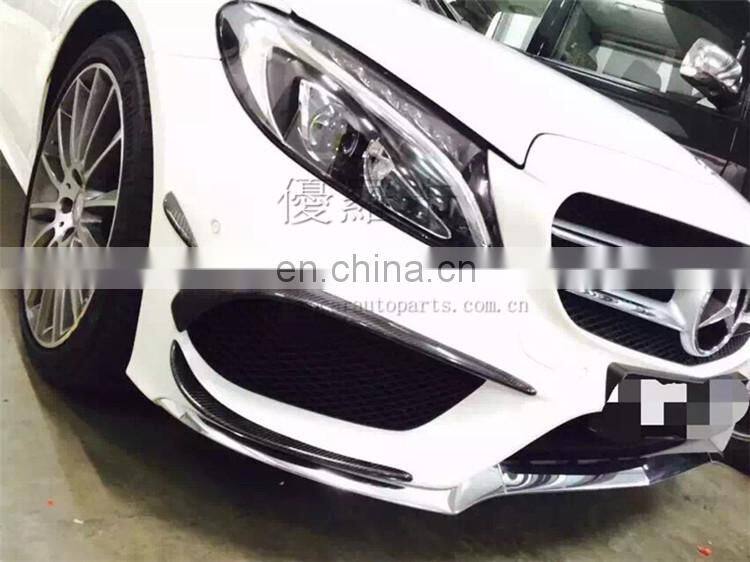 Carbon finber front bumper canard for C class w205 carbon front bumper fins Carbon fiber decoration parts for w205 C63 2017 2016
