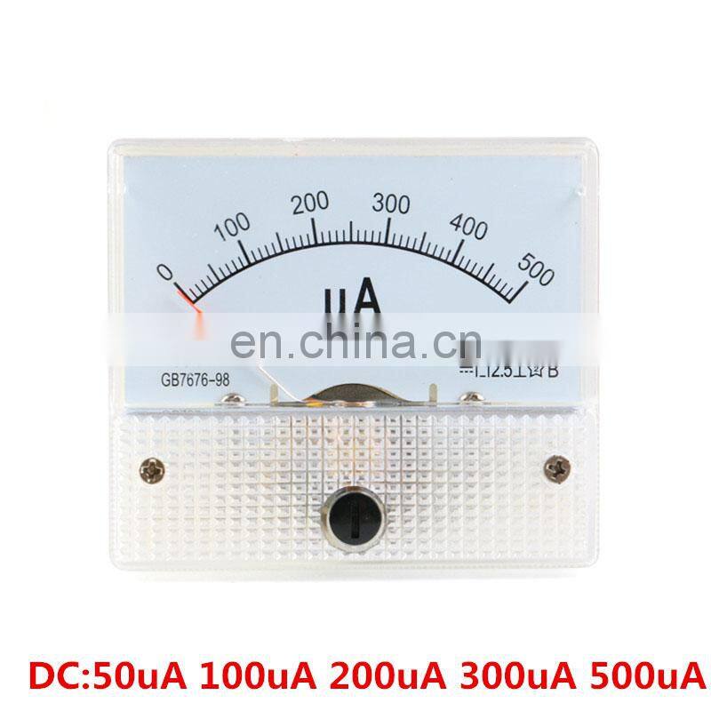 DC Analog Pointer Current Meter Panel 50uA 100uA 200uA 300uA 500uA AMP Gauge Current Mechanical Ammeters