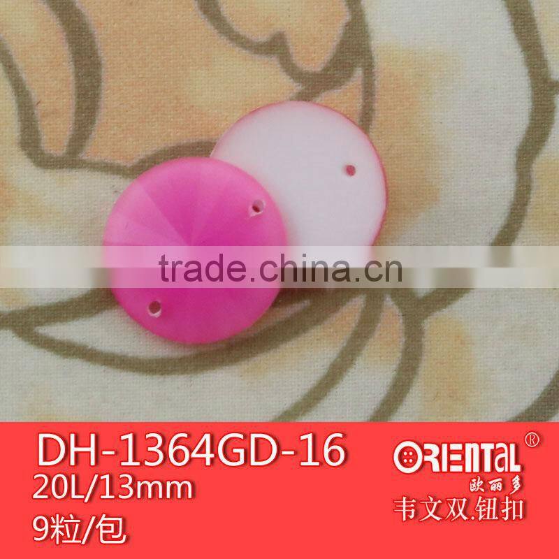2holes fluorescent pink polyester sewing stones