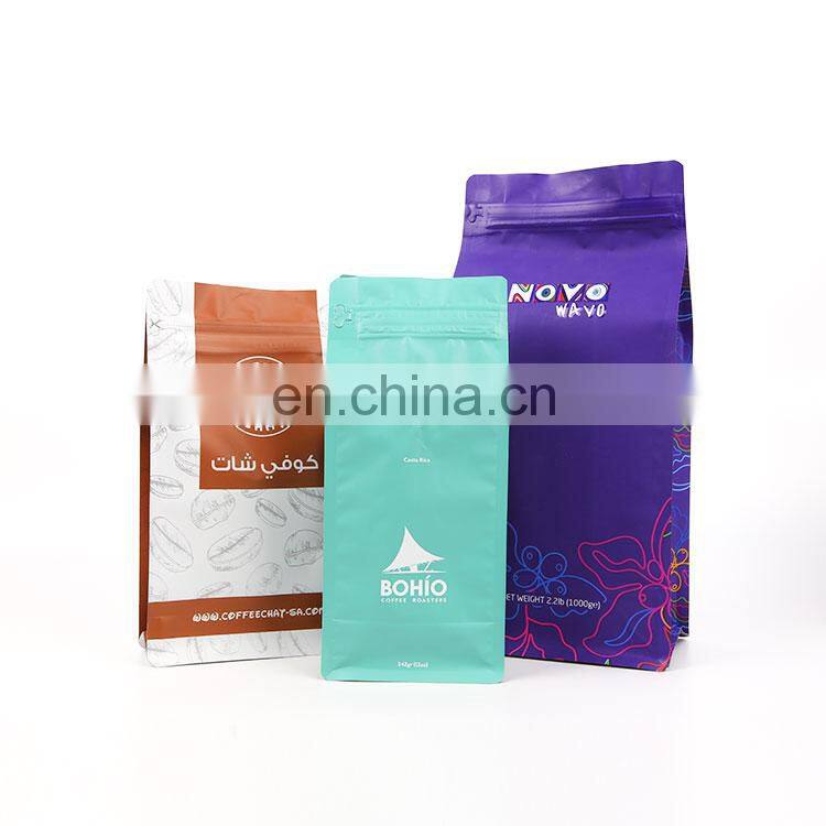 Eco-friendly wholesale side gusset custom printing aluminum foil coffee bag one way valve side gusset packaging pouches
