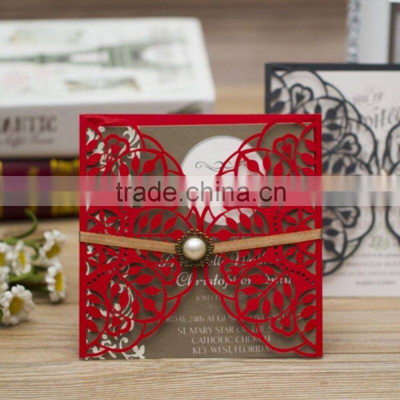 Wholesale Fancy Gold Laser Cut Wedding Anniversary Card to Print