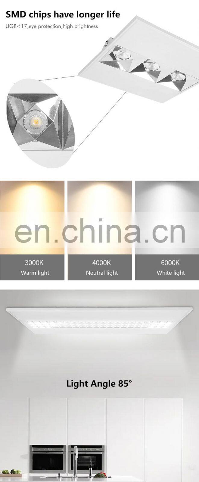 Commercial Eye Protection Square Dimmable Indoor Home School Hospital 15W 40W 60W LED Panel Lamp