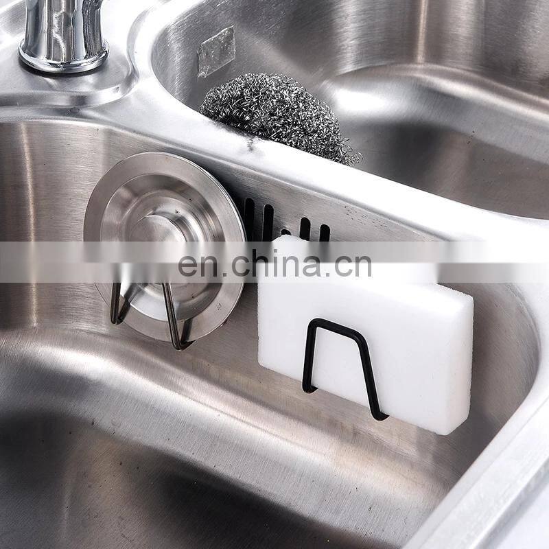 304 Stainless Steel Sink Sponges Holder Self Adhesive Drain Drying Rack Kitchen Wall Hooks Accessories Storage Organizer
