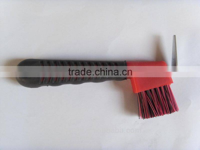 plastic horse hoof pick with soft grip