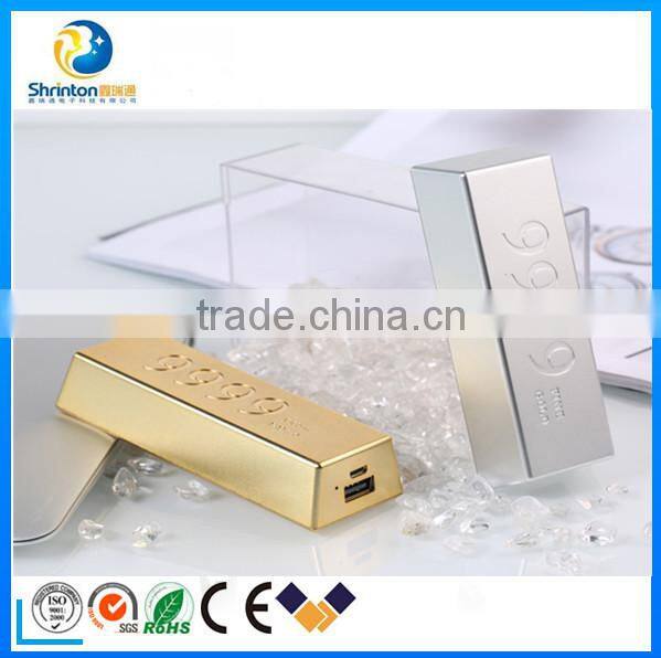 factory directly offer gold bar portable power bank 10000mah with smart shape