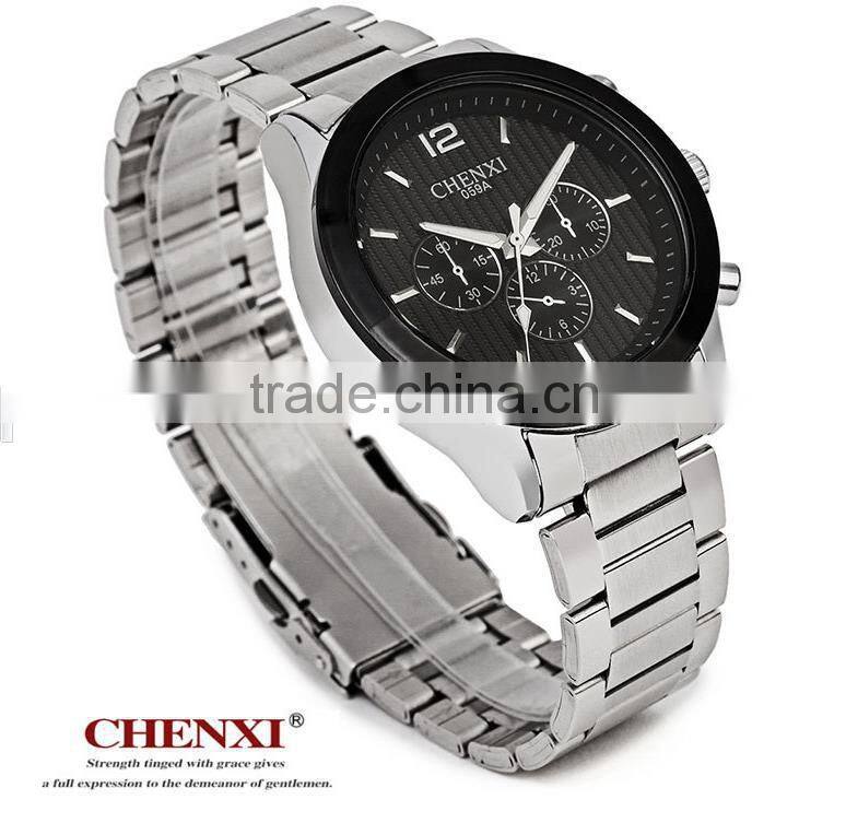 Wholesale wrist watch stainless steel chain black color wrist watch japan movt wrist watch