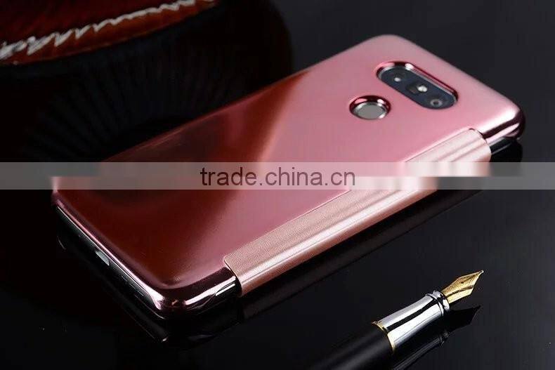 Electroplating Mirror Screen Flip Leather case for LG G5