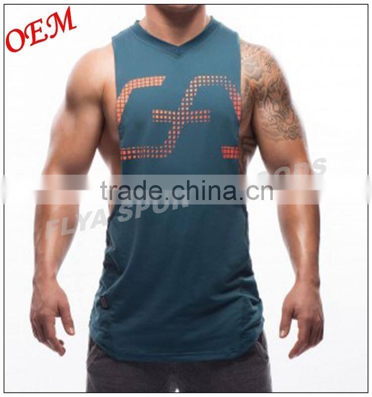 high quality 100% cotton sexy men singlets for GYM
