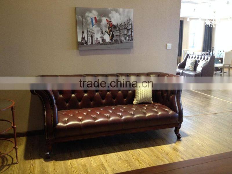 hot sale used sectional sofas morden leather living room Chesterfield sofa