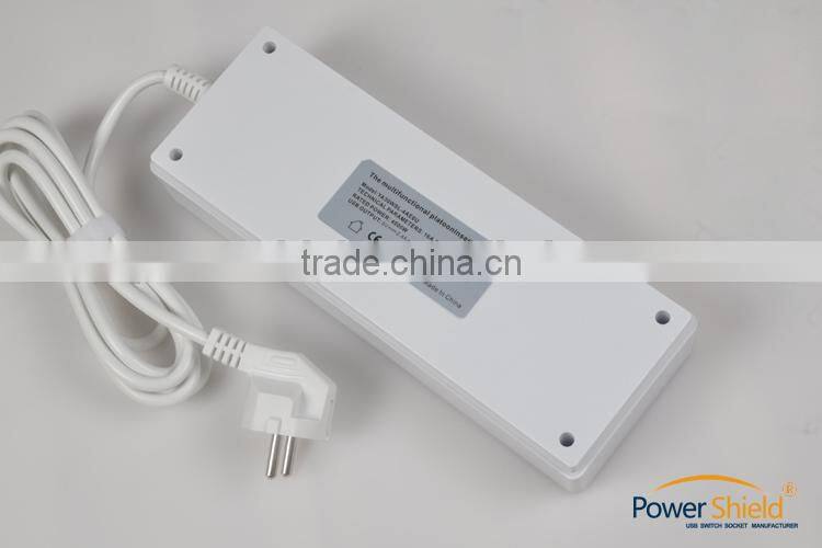 Pure Brass 4AC +6 USB Ports Charging Power Strip Surge Protector 230V 16A for Netherlands / Austria / Grace/ Russia