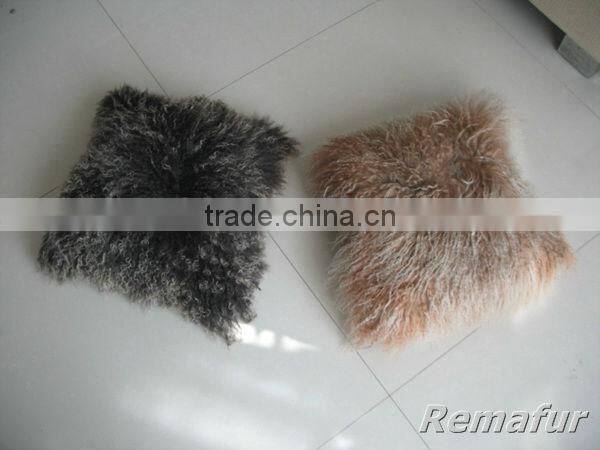 Factory wholesale 100% real Tibetan Mongolian Lamb Skin Fur Pillow