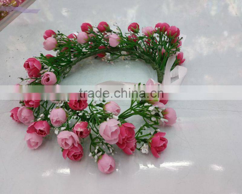 Wholesale Artificial women Rose Flower Wedding Crown Head Band tiara flower crown garland for girls