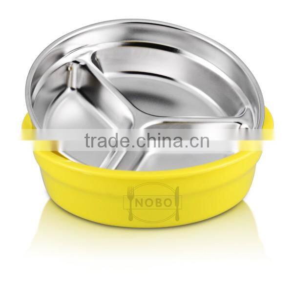 child colorful 3 compartment lunch box with lid