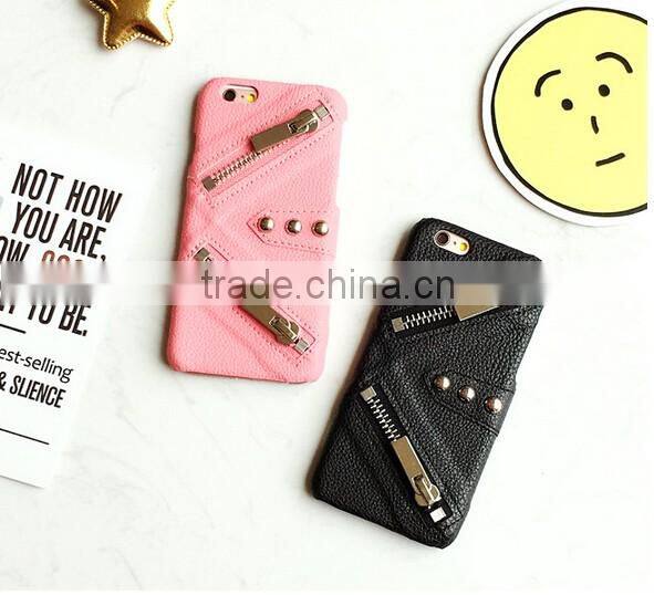 Zipper for Iphone 6 accessories case for iphone 6 PU Leather Back Cover