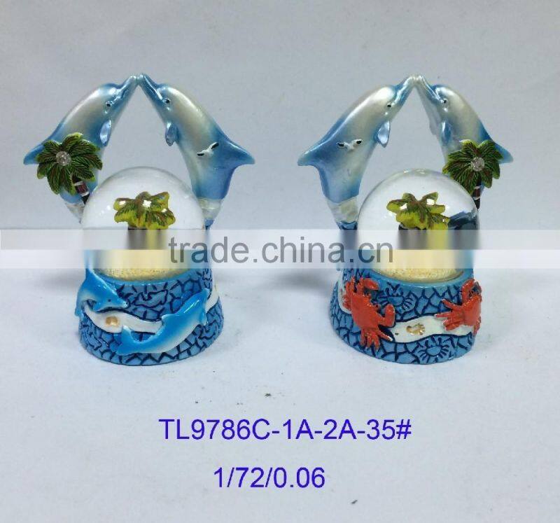 polyresin dolphin snow globe item