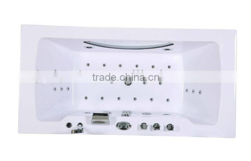 2015 Luxury Rectangle Air Bubble LED Sitting Bathtub