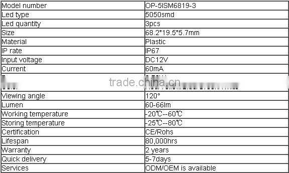 3leds smd5050 led injection module light