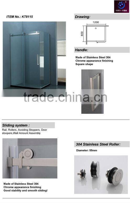 Stainless Steel Rectangle Sliding Shower Enclosure (KT8115)