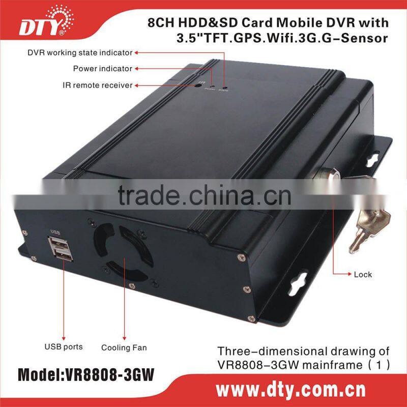 VR8808-3GW 8 channel remote access mobile dvr client software monitoring